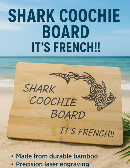 🦈 Shark Coochie Board – Funny Engraved Bamboo Cutting Board | Charcuterie Gift