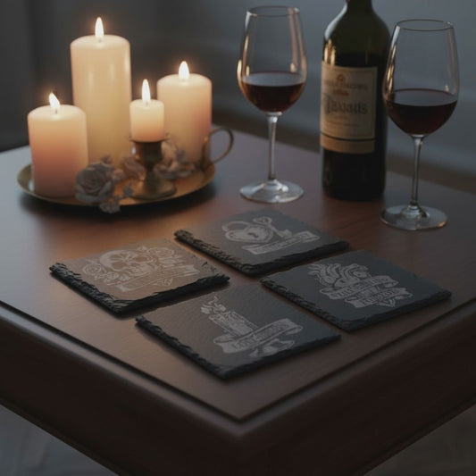 👉 Dark Romance Slate Coaster Set – Gothic Valentine’s Day Gift for Couples