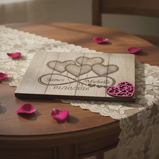 Personalized Reclaimed Wood Love Sign – Infinity Hearts Design