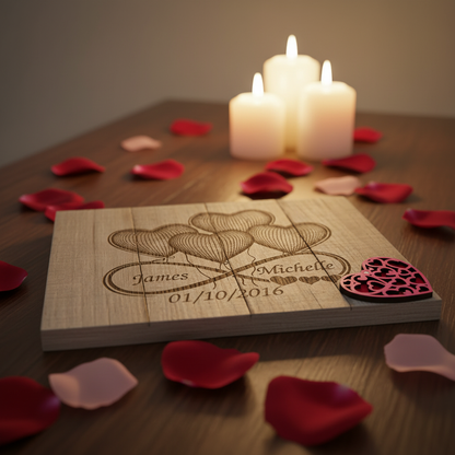 Personalized Reclaimed Wood Love Sign – Infinity Hearts Design
