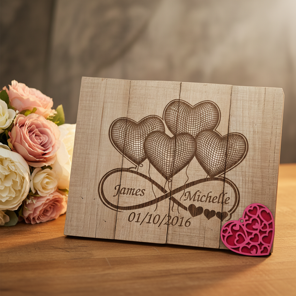 Personalized Reclaimed Wood Love Sign – Infinity Hearts Design